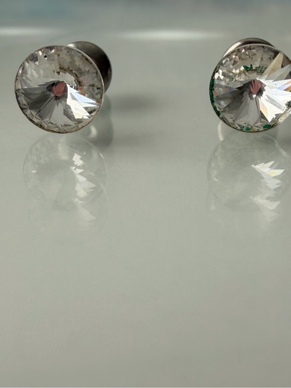 Crystal Stud Earrings - Clear Rivoli Style